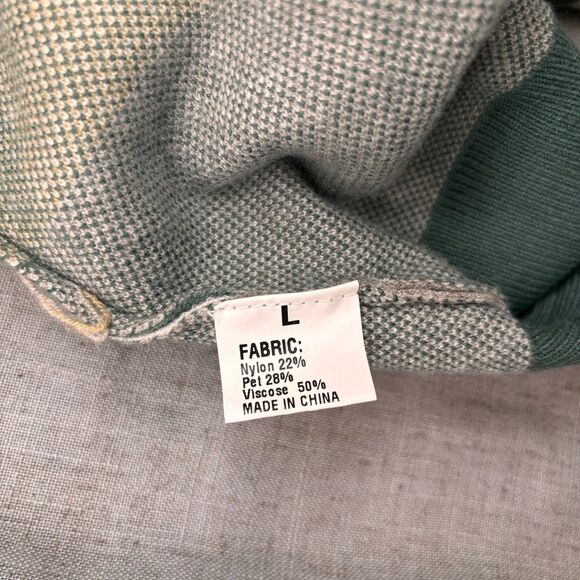 Unbranded Argyle‎ Pattern Cardigan Sweater Green Tan Viscose Nylon Size Large - Picture 3 of 10